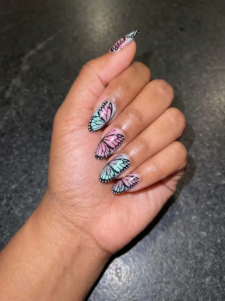 Butterfly wing press on nails