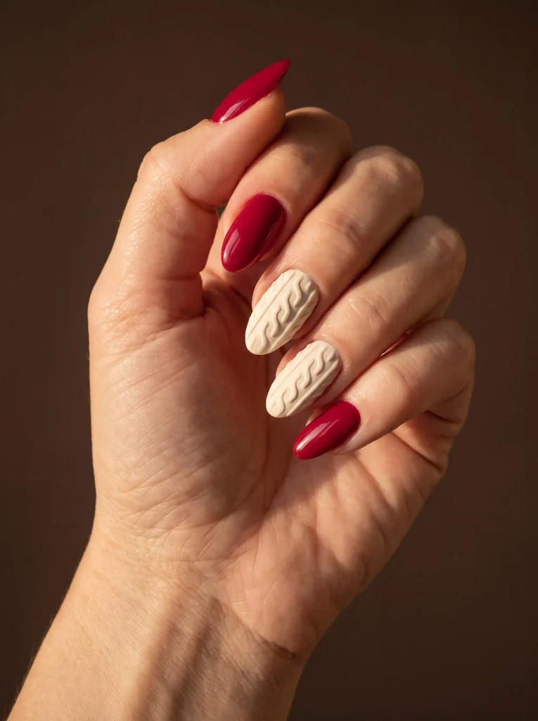 Cable Knit Sweater Nails