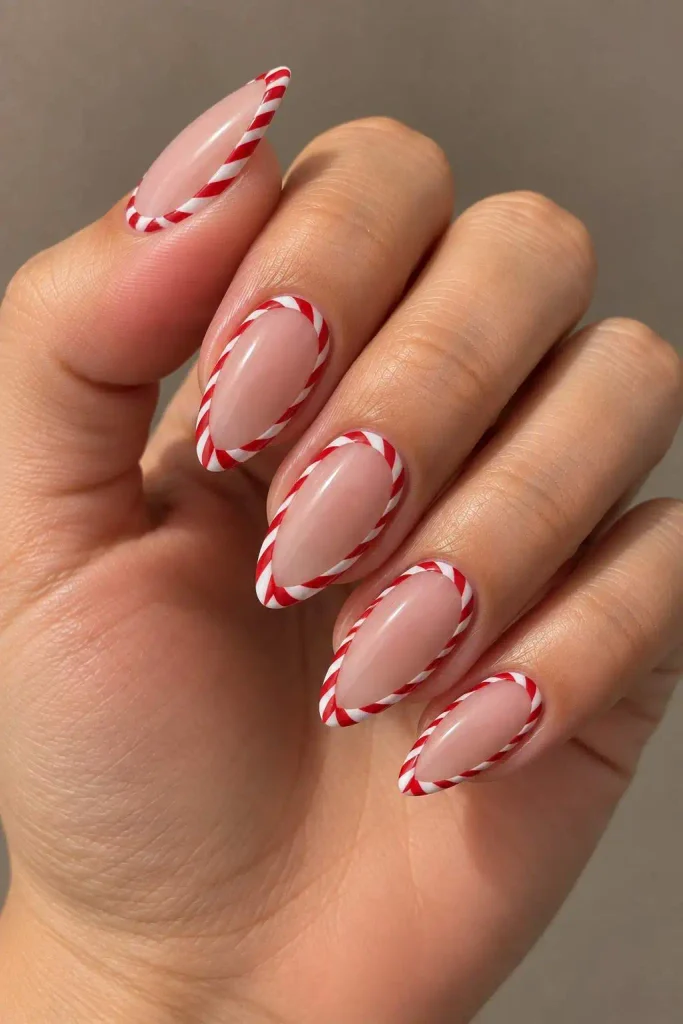 Candy Cane Border Nails