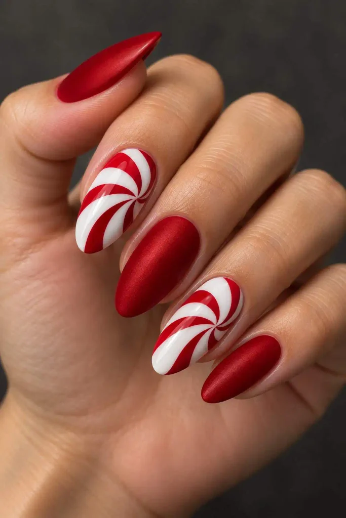 Candy Cane Swirl Nails