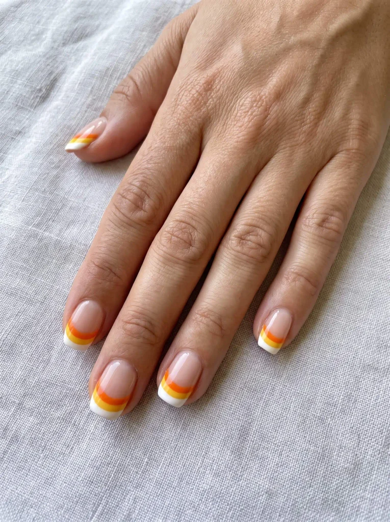 Candy Corn French Tip Halloween Nails