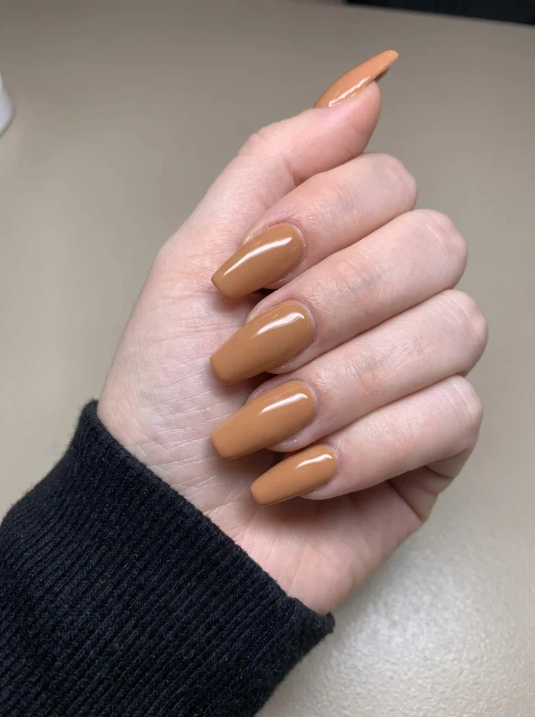Caramel Dip Powder Thanksgiving Nails