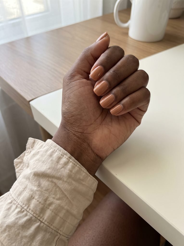 Caramel Nude Short Squoval Nails