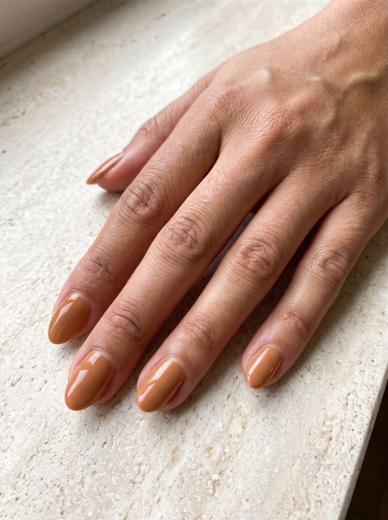 Caramel Short Almond Nails for Fall