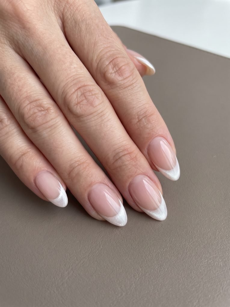 Cat Eye French Tip Wedding Nails