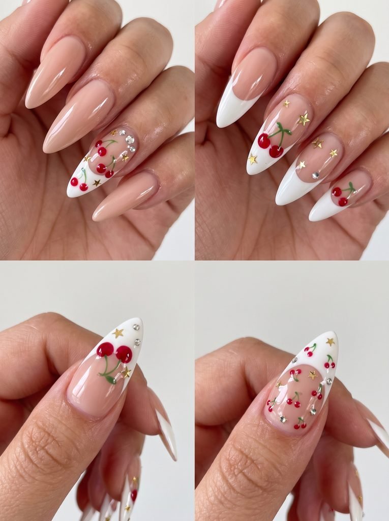 Cherry Stiletto French Tips