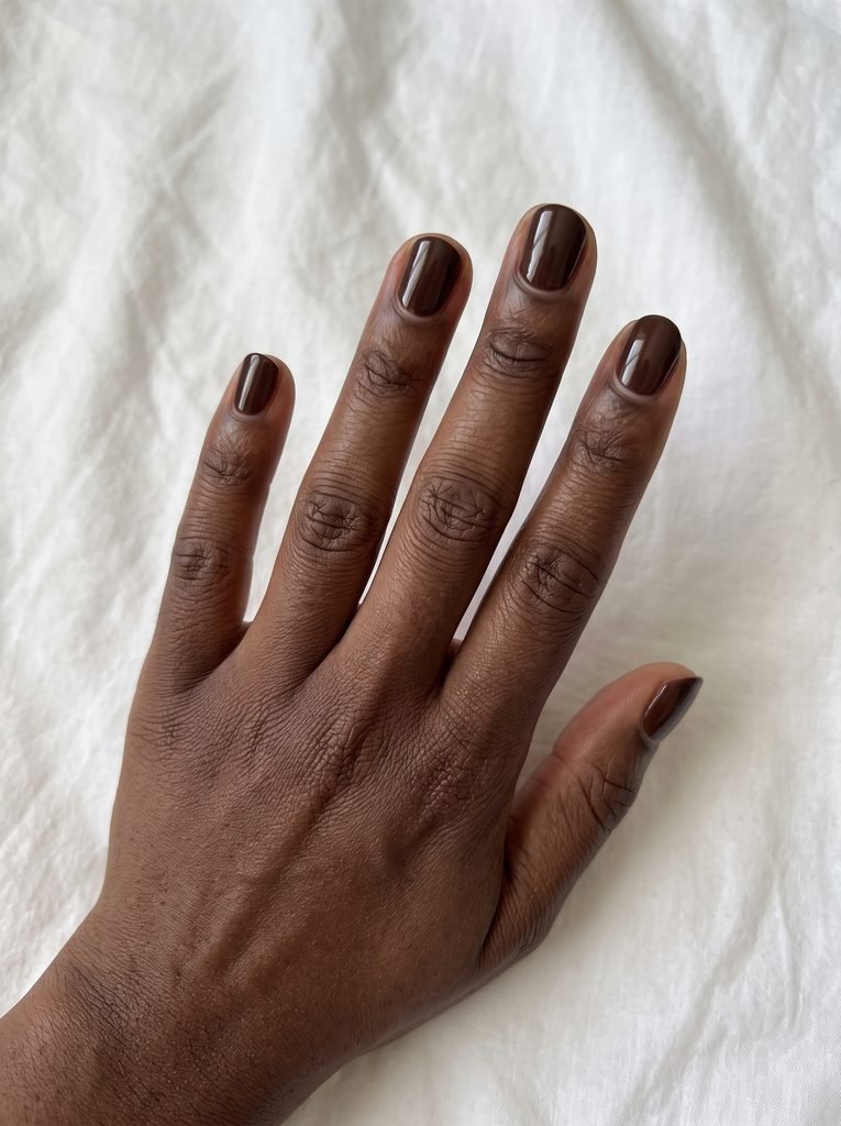 Chocolate Brown Natural Round Nails