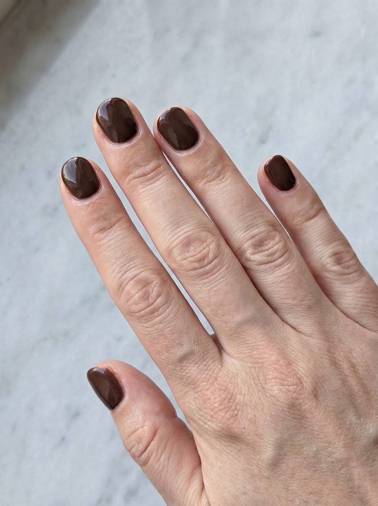 Chocolate Brown Short Round Nails
