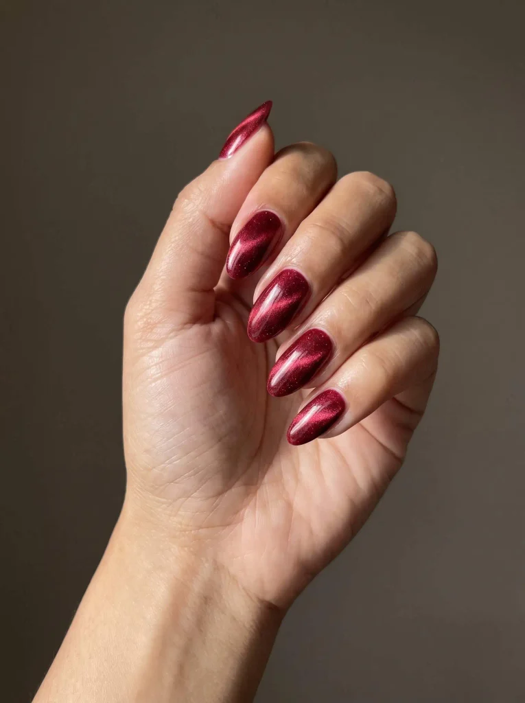 Christmas Cat Eye Velvet Nails