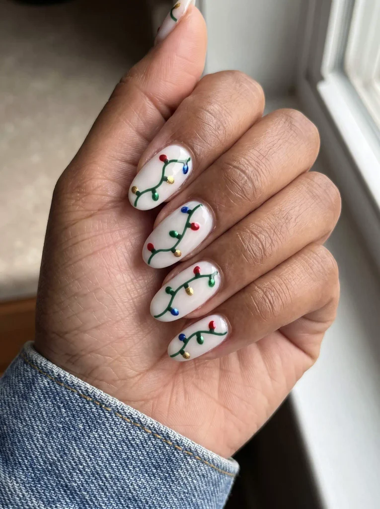 Christmas Lights Nail Art