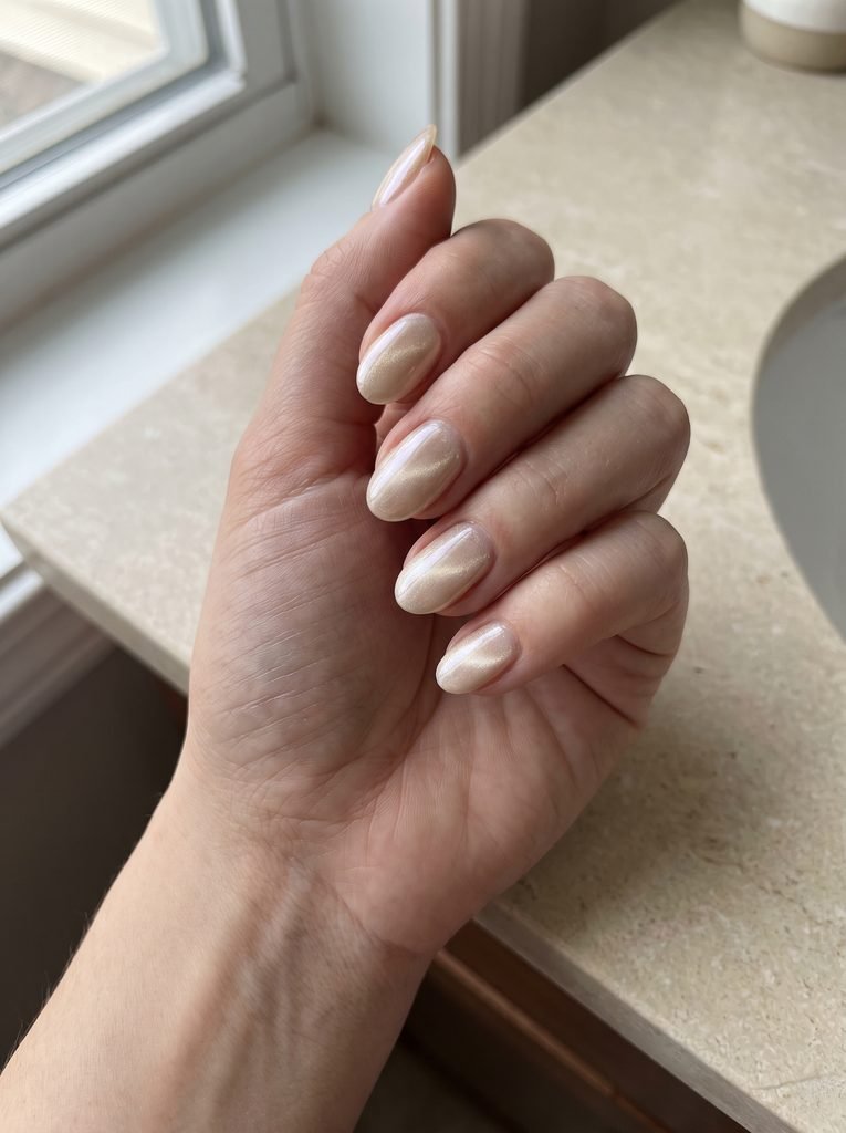 Chrome Cat Eye Wedding Manicure