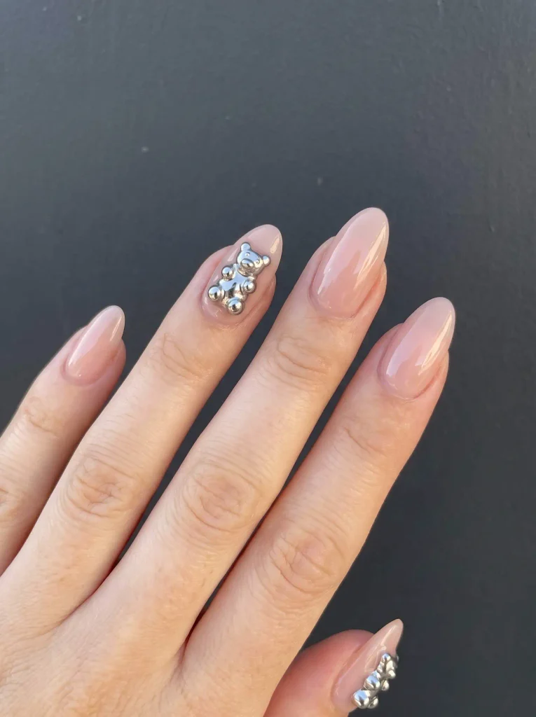 Chrome gummy bear nail art