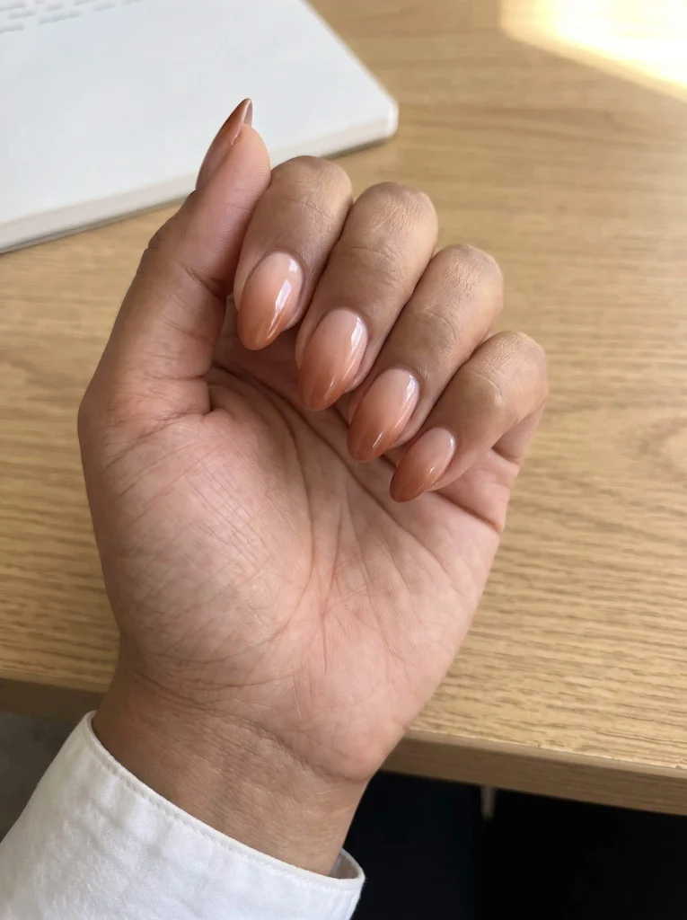 Cinnamon Ombre Thanksgiving Almond Nails