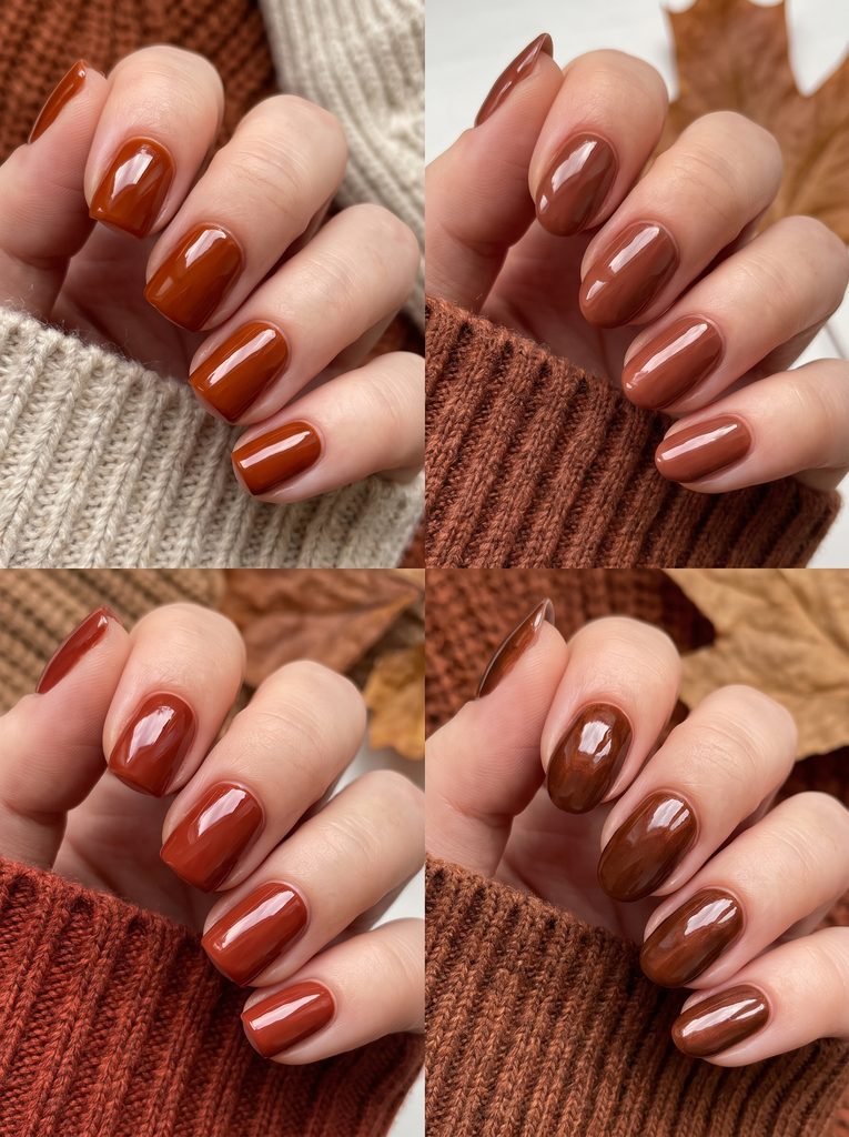 Cinnamon Spice Glossy Fall Nails