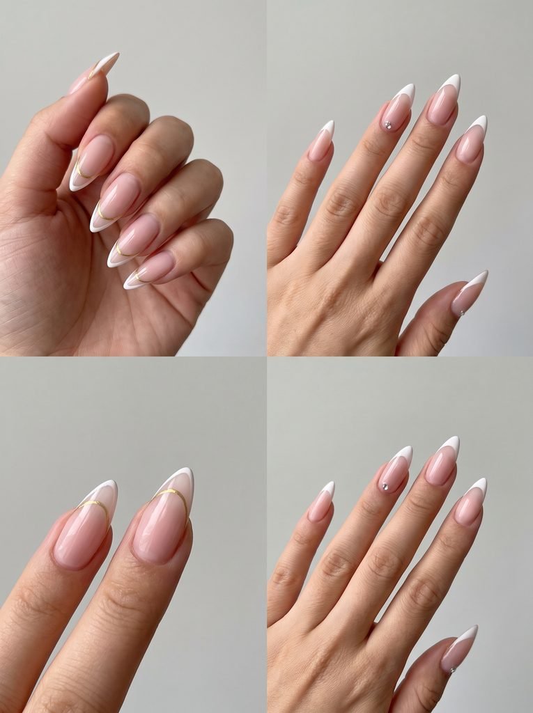 Classic French Tip Stiletto Nails