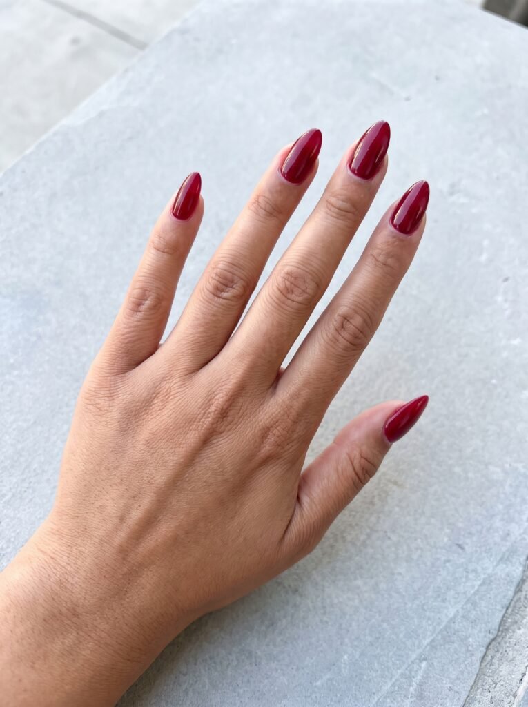 Classic Red Gel X Almond Nails