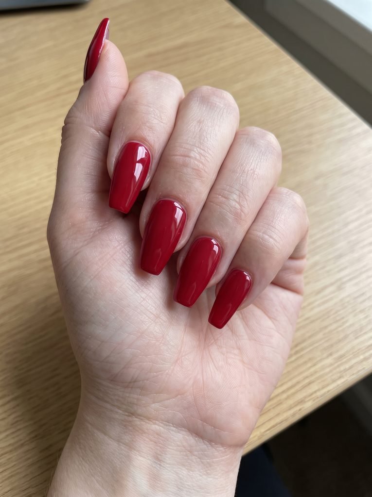 Classic Red Medium Coffin Nails
