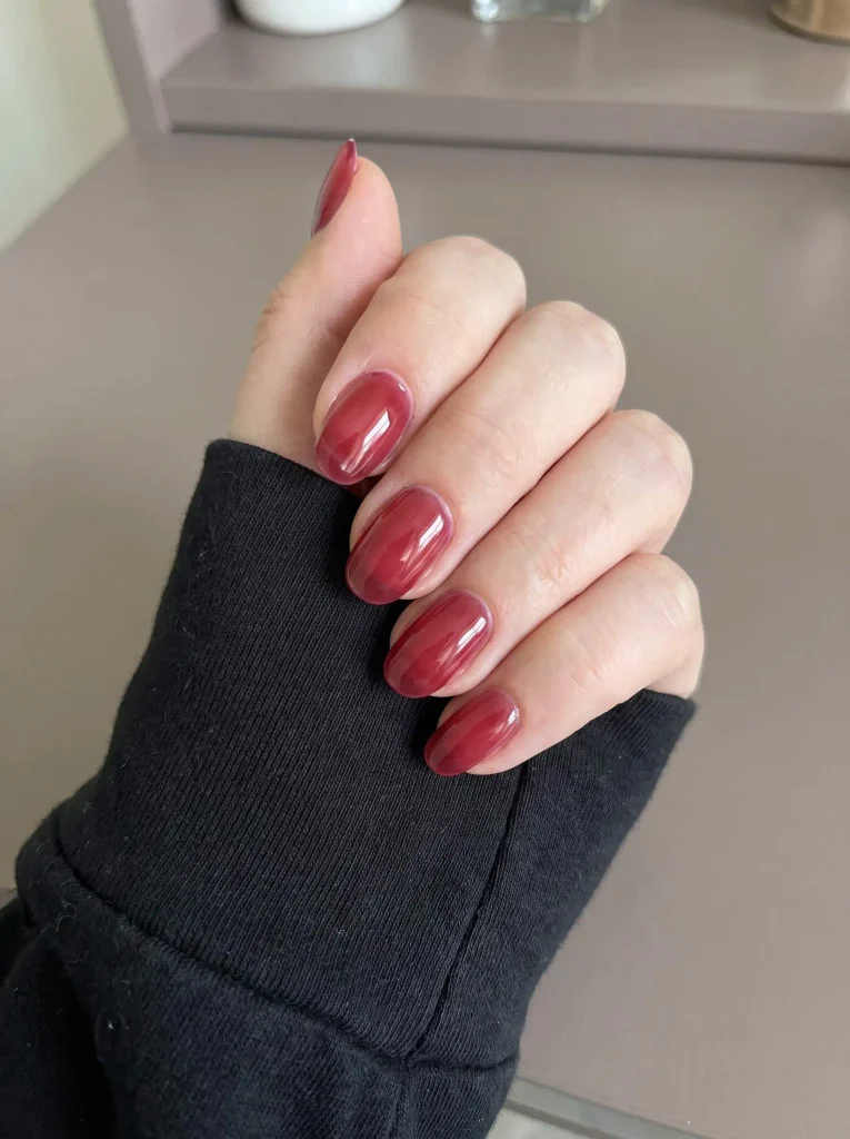 Cranberry Red Gel Thanksgiving Nails