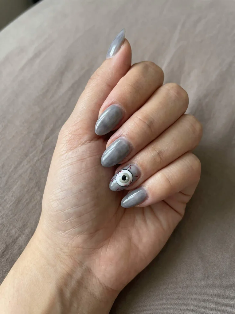 Creepy Eyeball Accent Halloween Nail Art