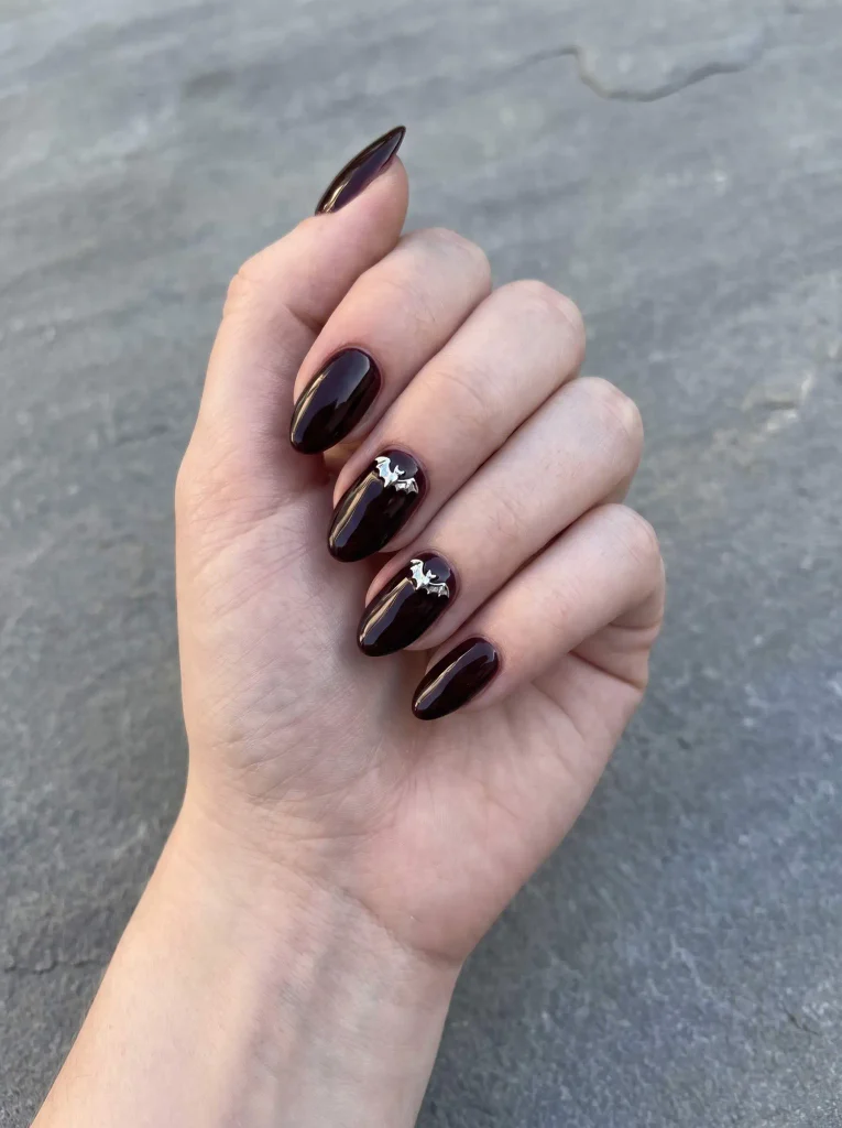 Dark Almond Halloween Nail Art