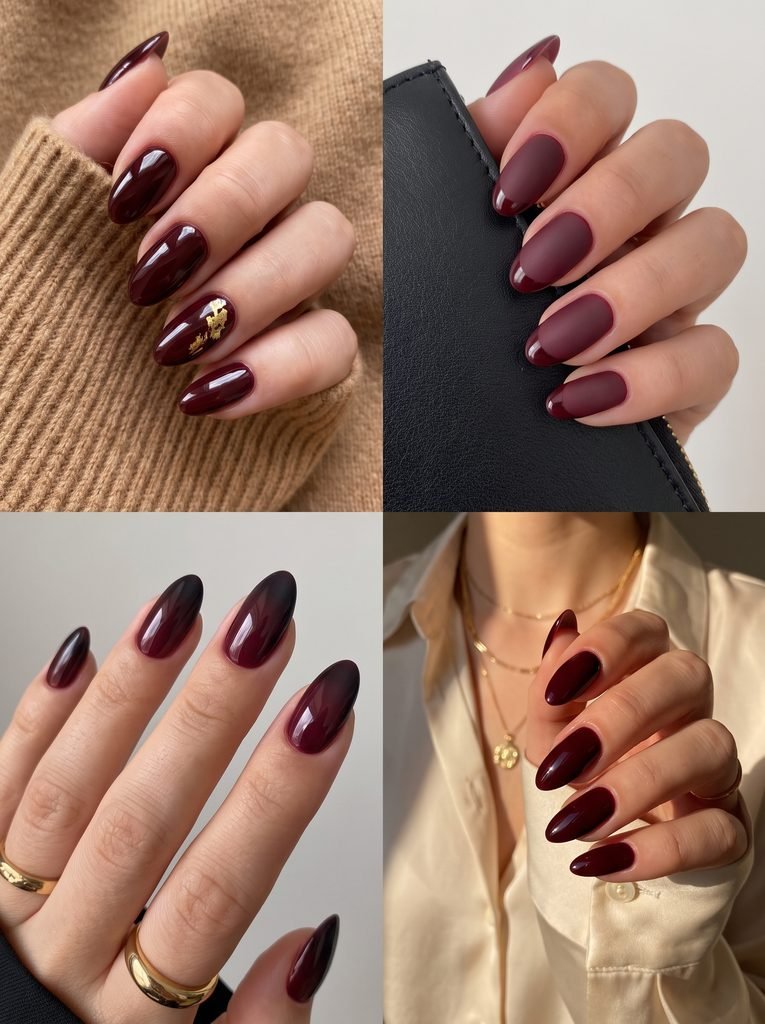 Deep Burgundy September Nail Color