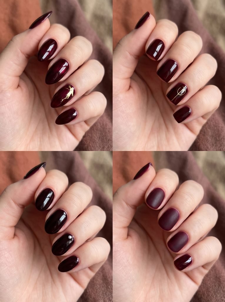 Deep Burgundy Wine Fall Nails