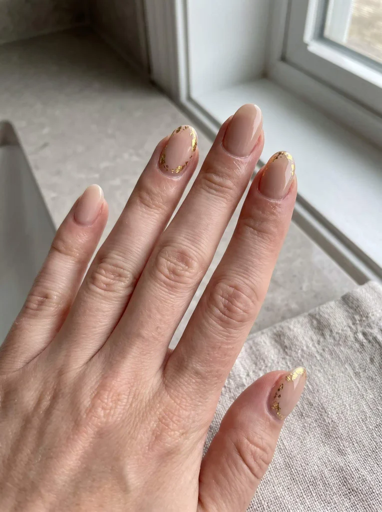 Delicate Gold Foil Wedding Bridal Nails