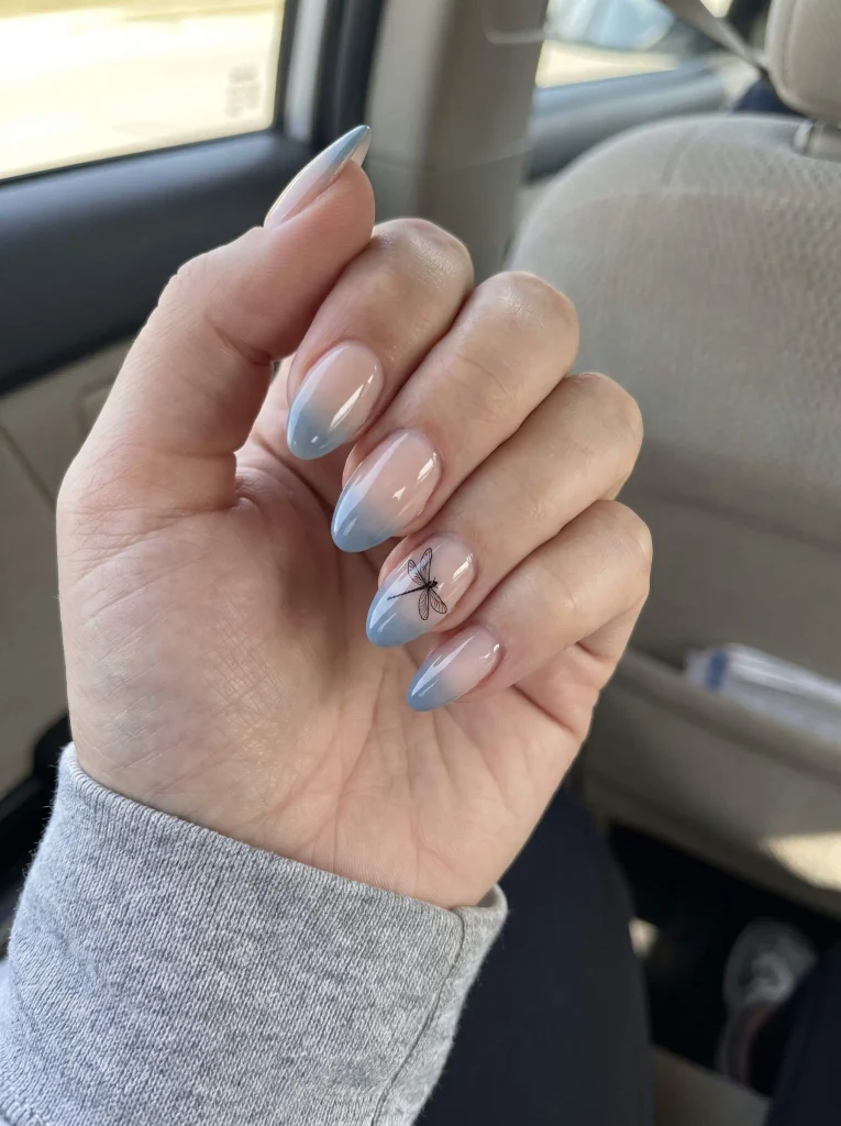 Dragonfly ombre almond nails