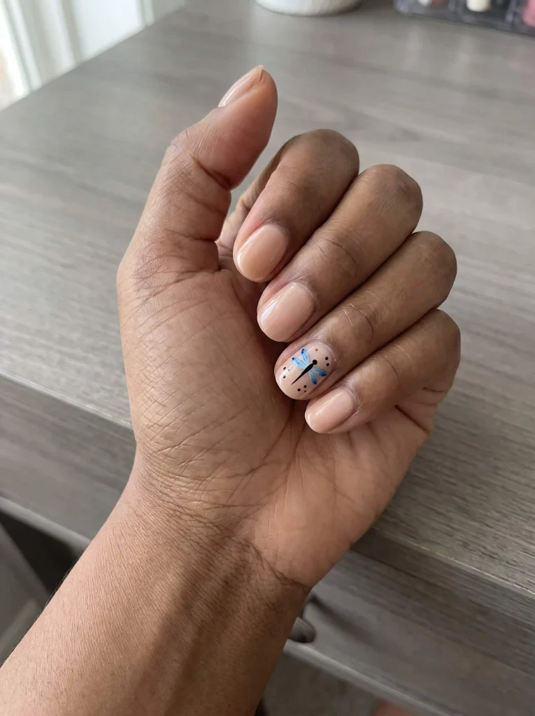 Easy dragonfly dot accent nails