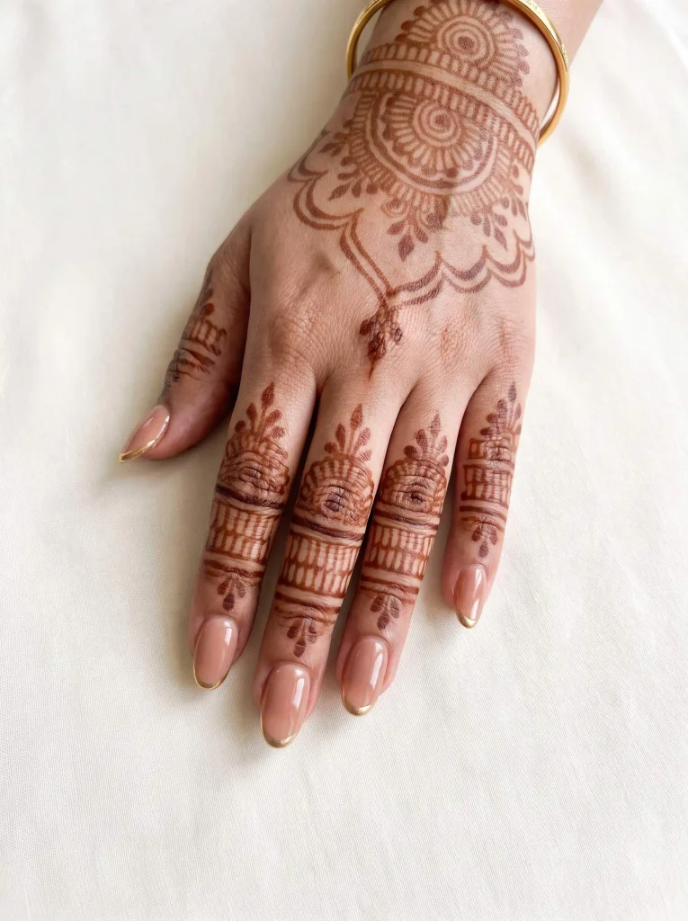 Elegant Indian Bridal Nails With Henna