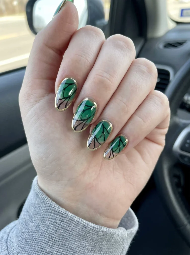 Emerald green butterfly wing nails