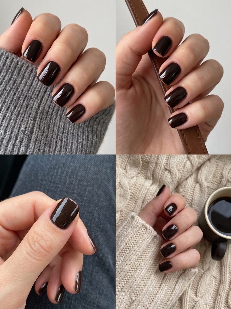 Espresso Brown Short September Nails