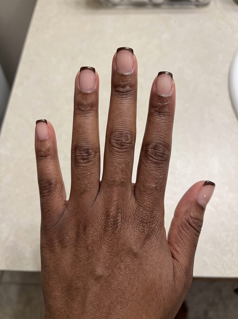 Espresso French Short Natural Nails