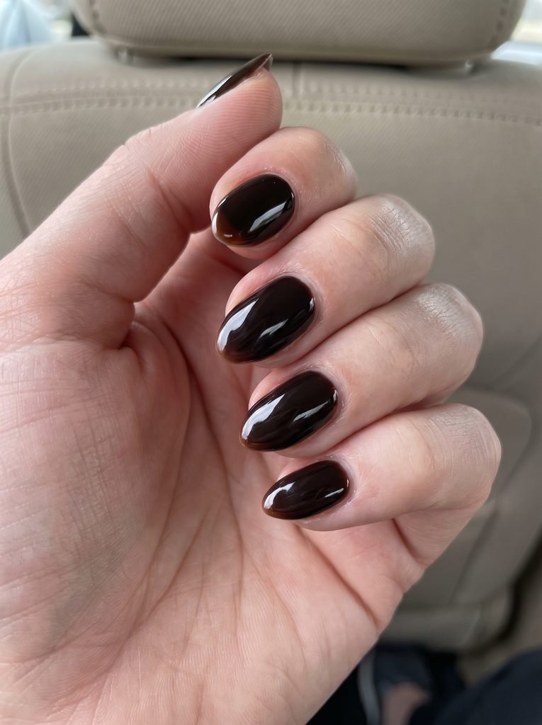 Espresso Gloss Very Short Almond Nails