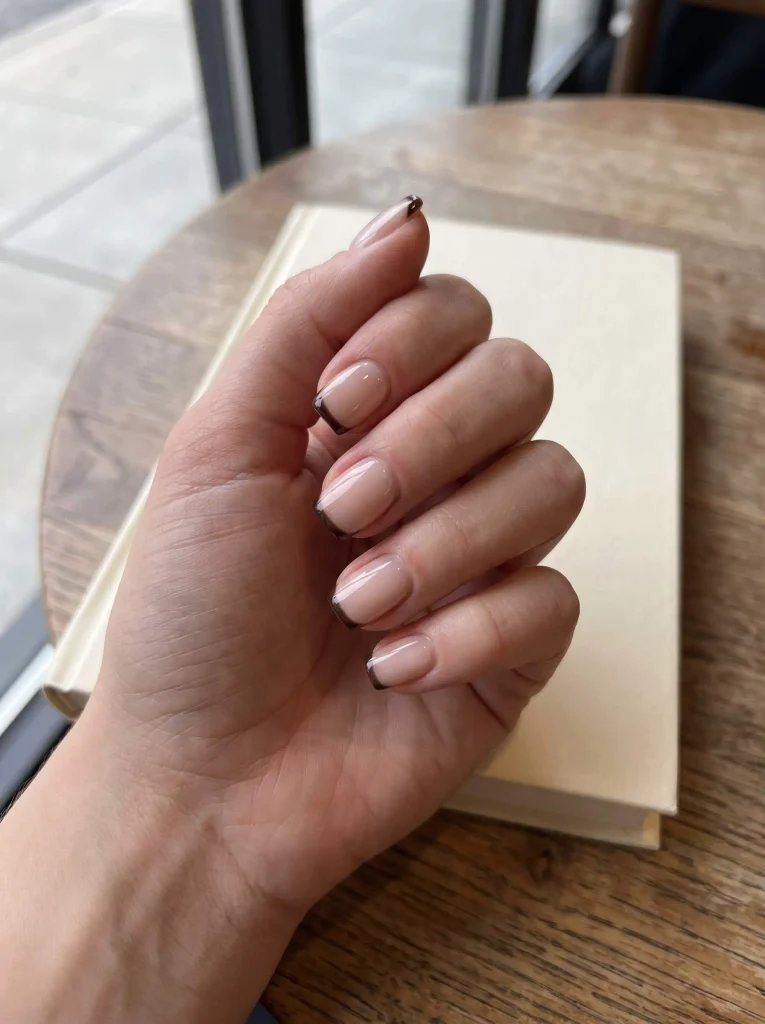 Espresso Micro French Gel X Nails