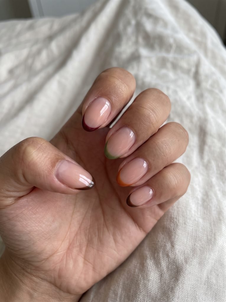 Fall Micro French Short Almond Nails