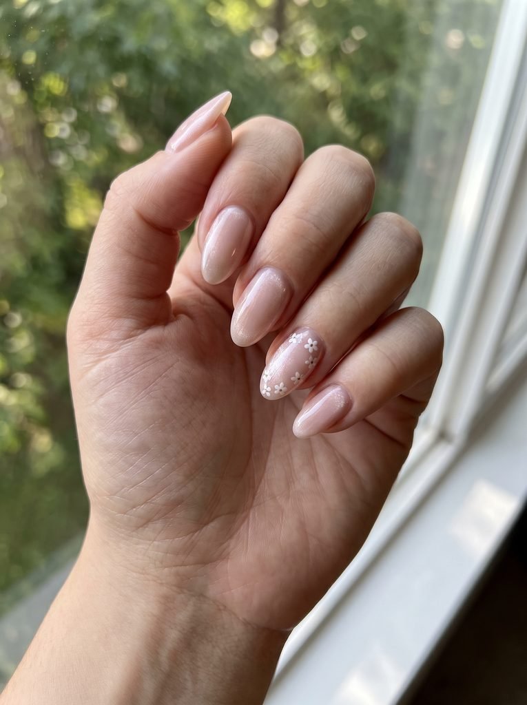 Floral Cat Eye Wedding Nails