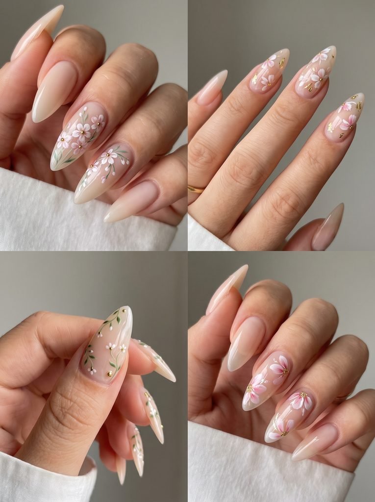 Floral Stiletto Nail Art
