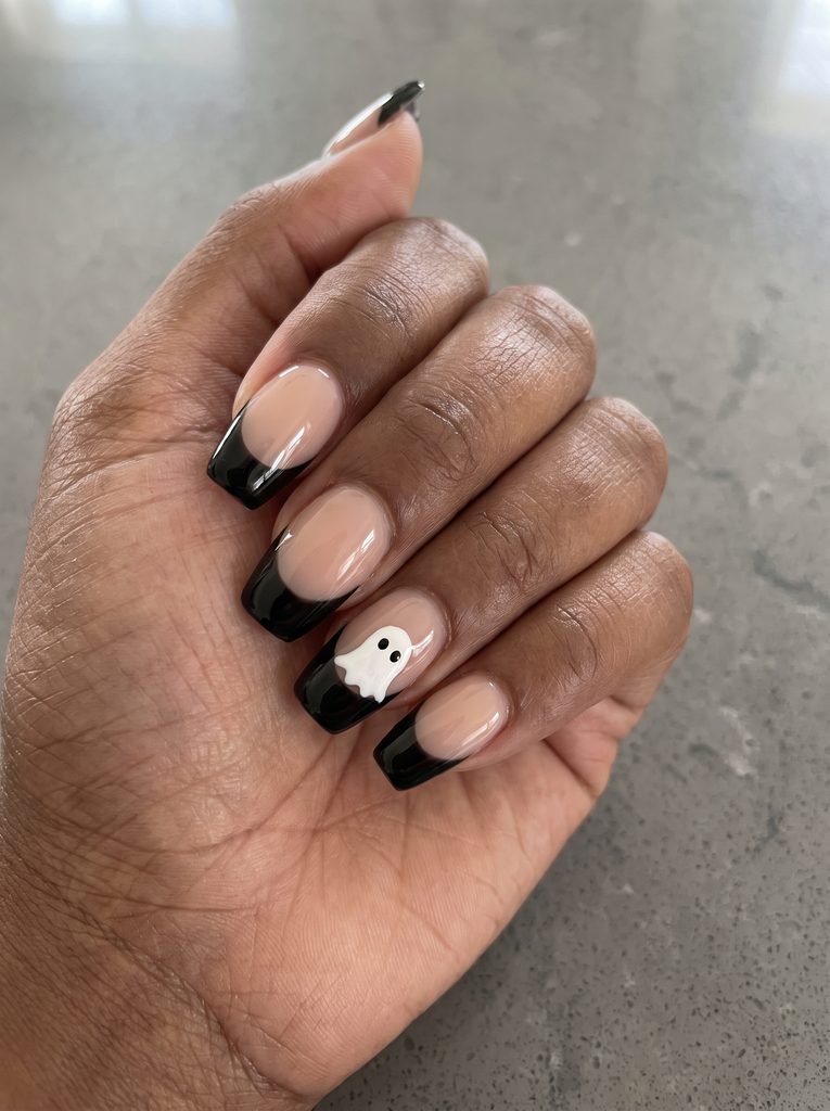 Ghost Accent Short Coffin French Tips