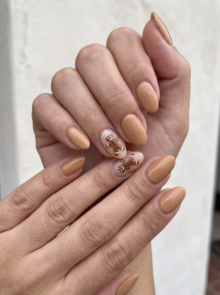 Gingerbread Christmas Nail Art