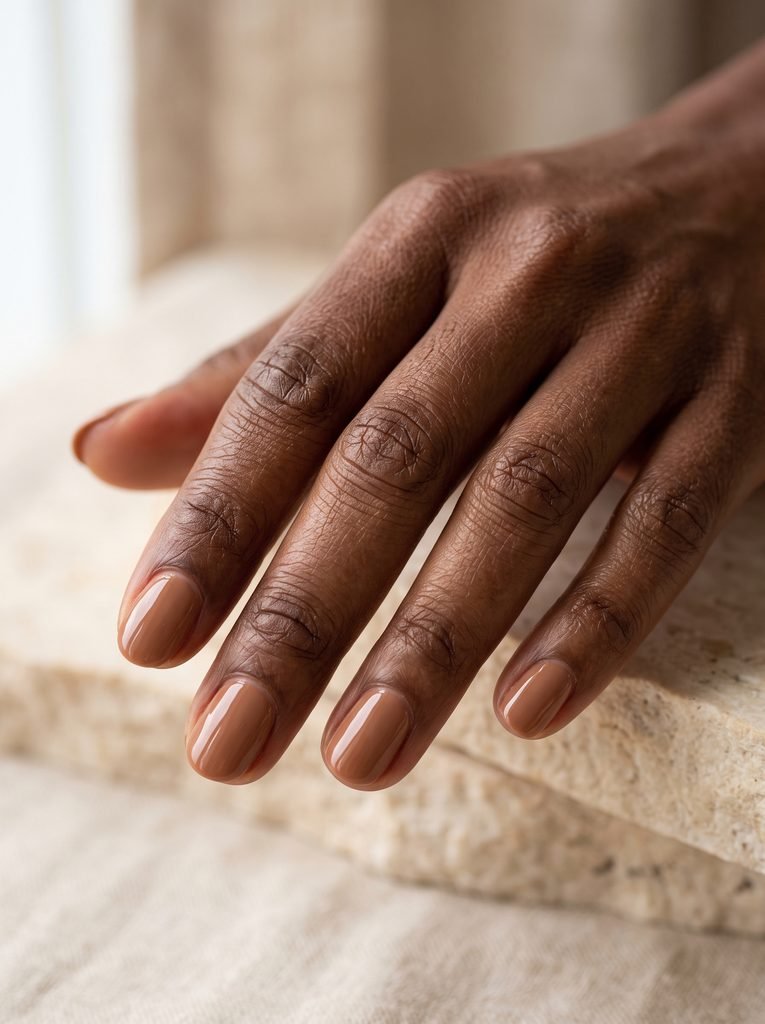 Glossy Caramel Natural Nails