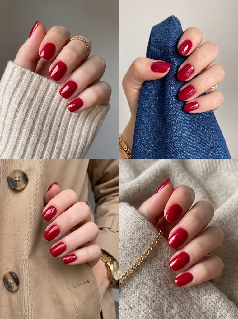 Glossy Cherry Red September Nails