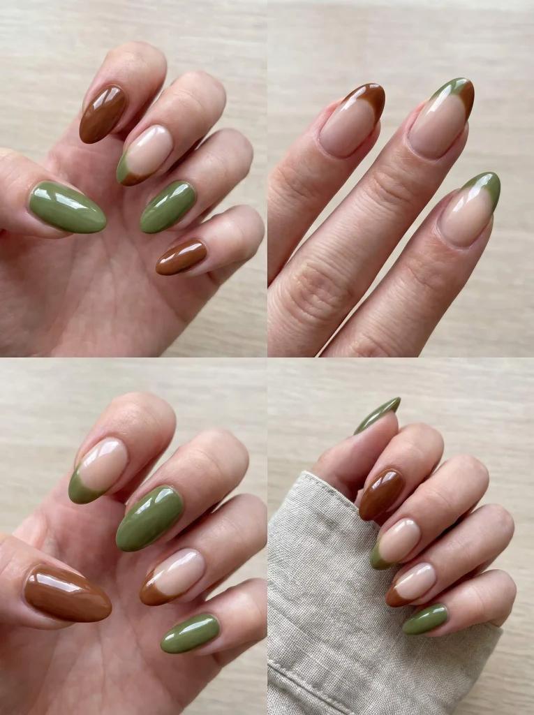 Green Brown Earth Tone Nails