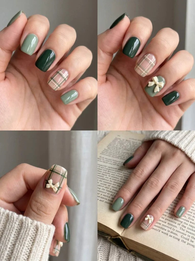 Green Preppy Back to School Nails