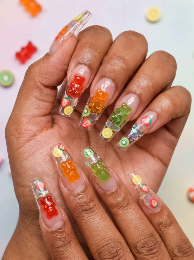 Gummy bear aquarium nails