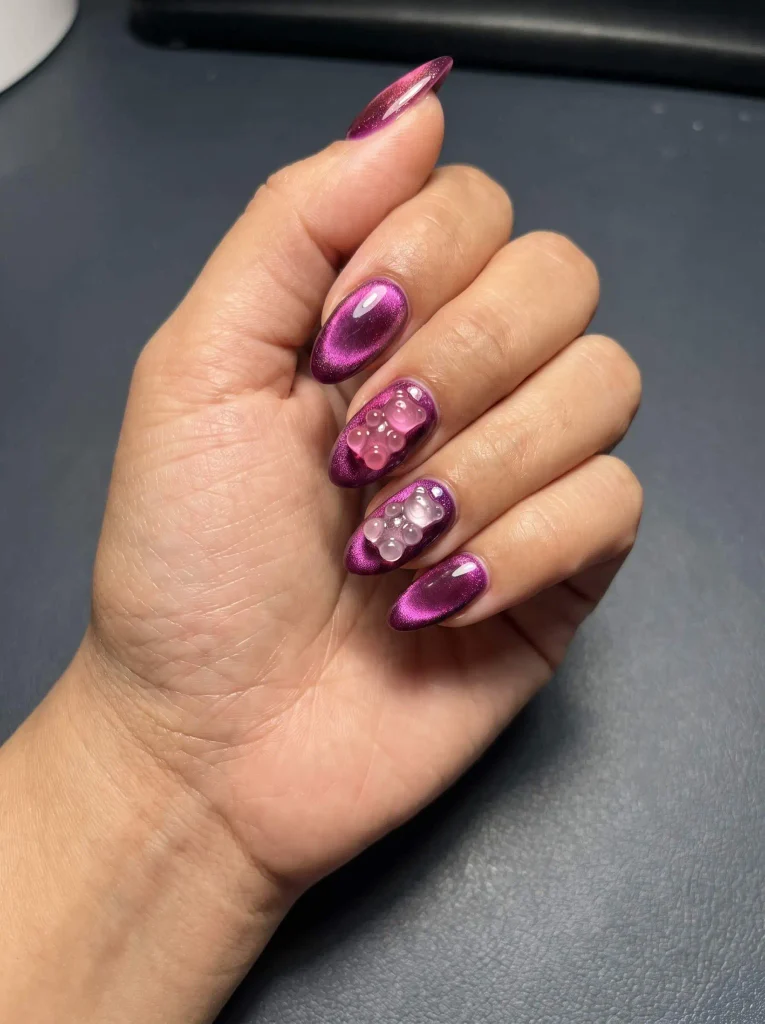 Gummy bear cat eye nails