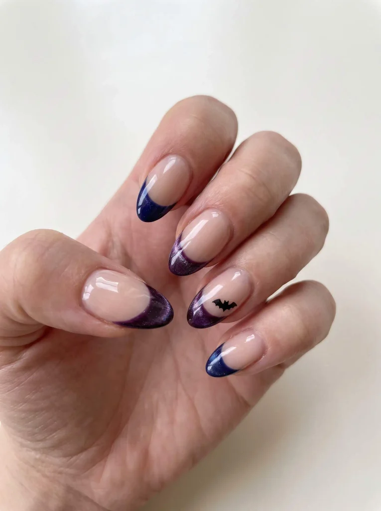 Halloween cat eye French tips