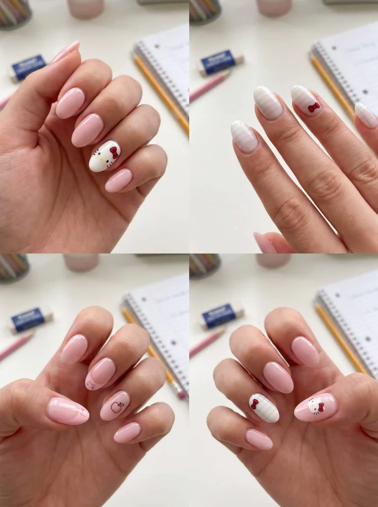 Hello Kitty Back to School Nails