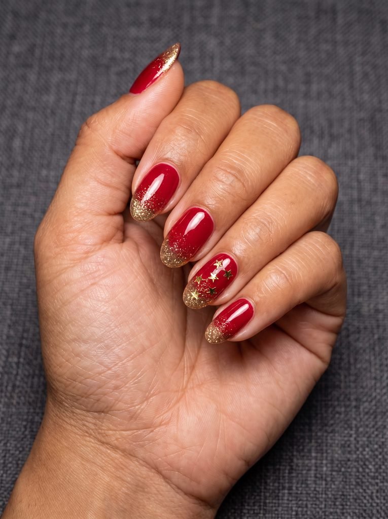 Holiday Red and Gold Nail Designs