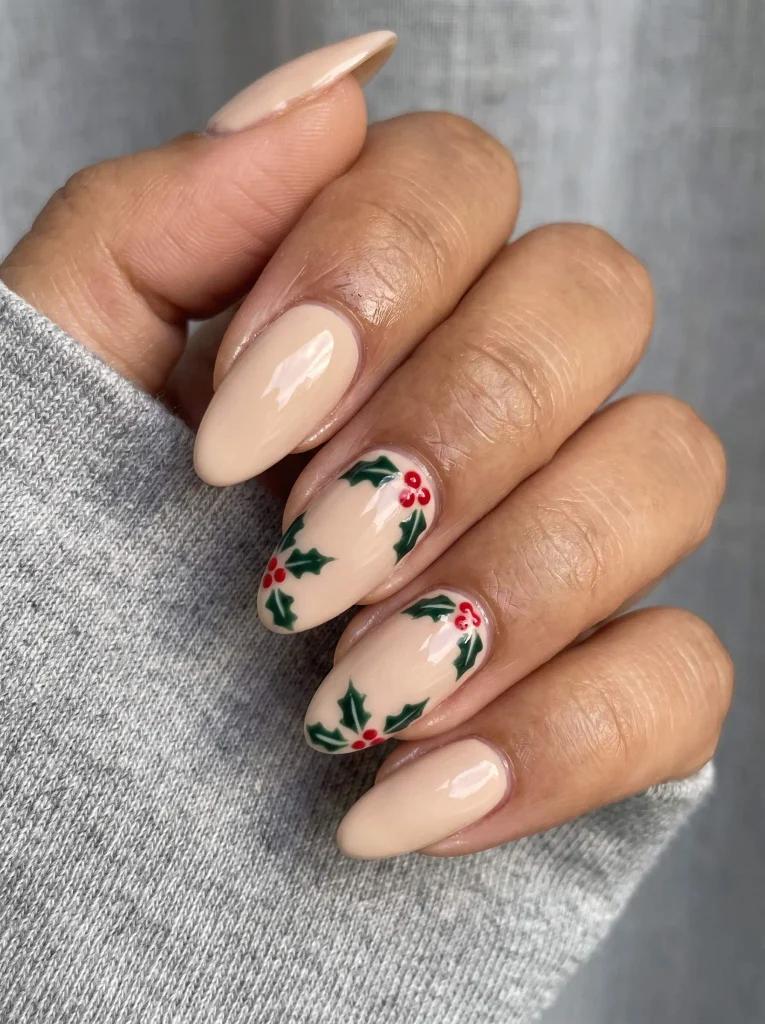 Holly Berry Christmas Nail Art